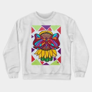 Butterfly on Sunflower Hamsa by Harriette Knight Crewneck Sweatshirt